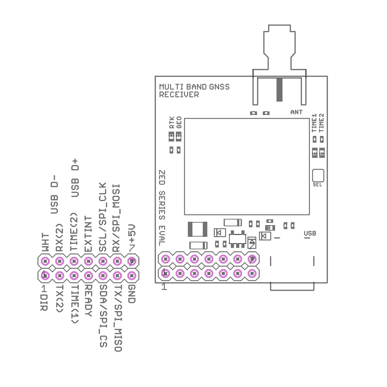 ZED-F9P RTK InCase PIN GNSS receiver board with SMA and USB - Image 3
