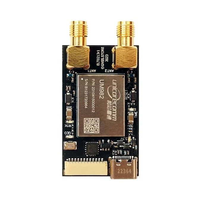UM982 Dual Channel RTK GNSS receiver board with USB C and JST