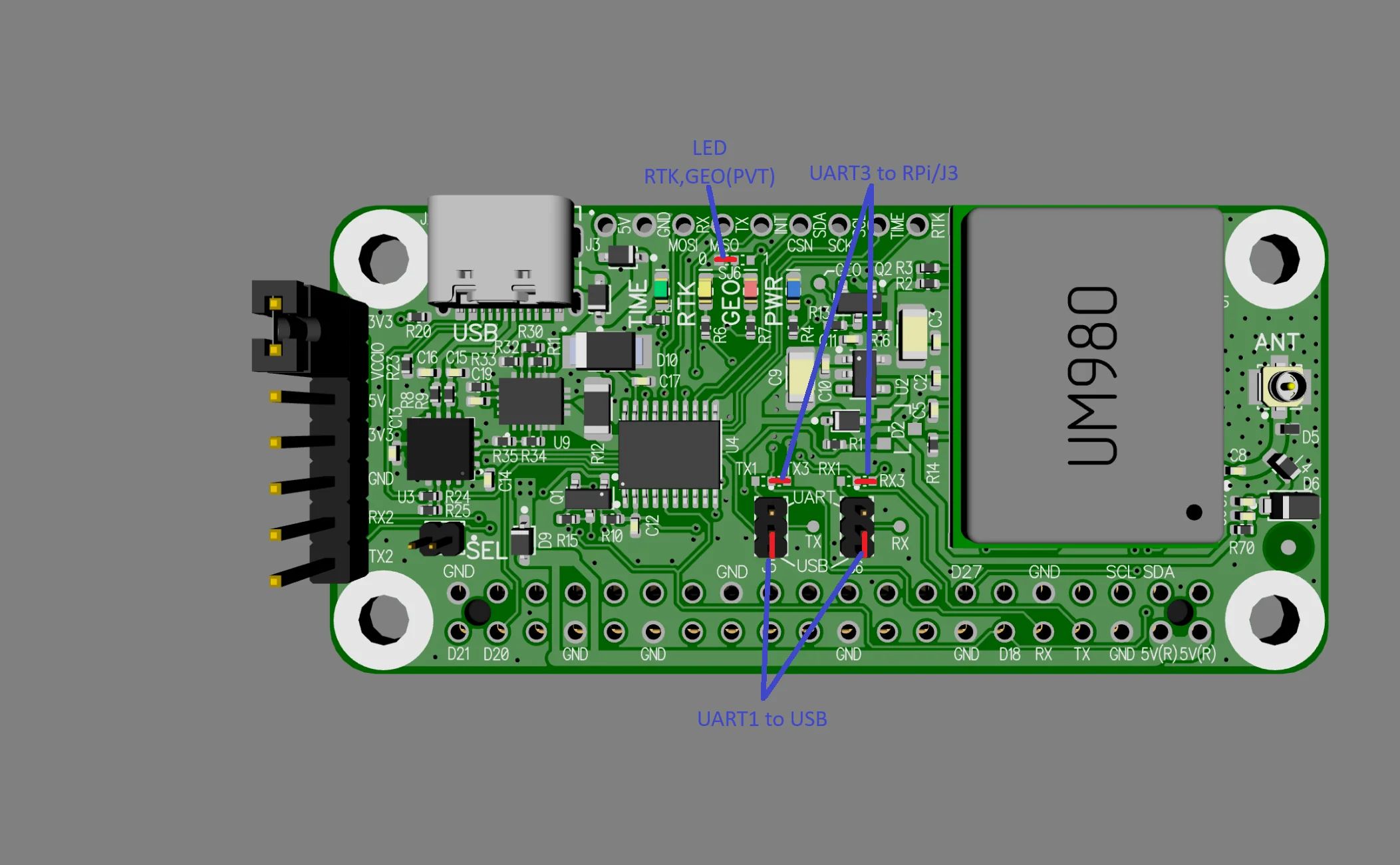 UM980 RTK GNSS Raspberry PI HAT - Image 4