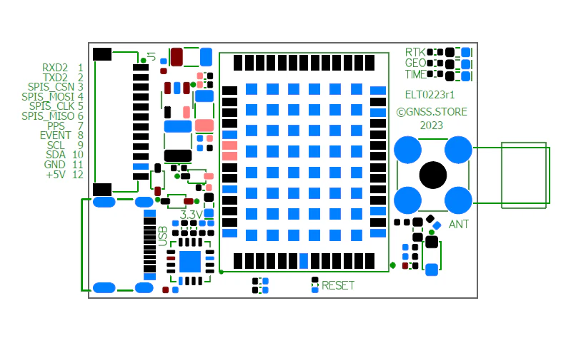 UM981 RTK GNSS receiver board with USB C and JST - Image 3