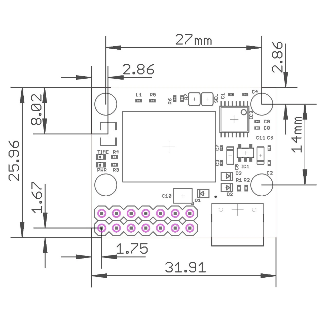 NEO-M8T TIME and RAW RS232 receiver board with UF.L (RTK ready) - Image 3