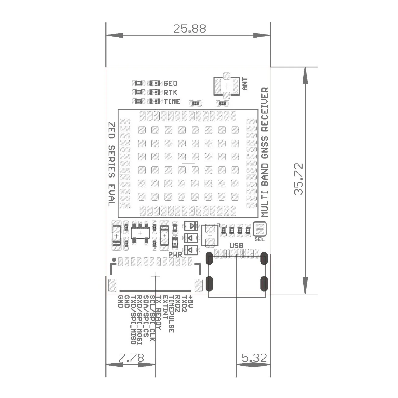 ZED-F9H high precision GNSS USB C module for heading applications with UF.L - Image 3