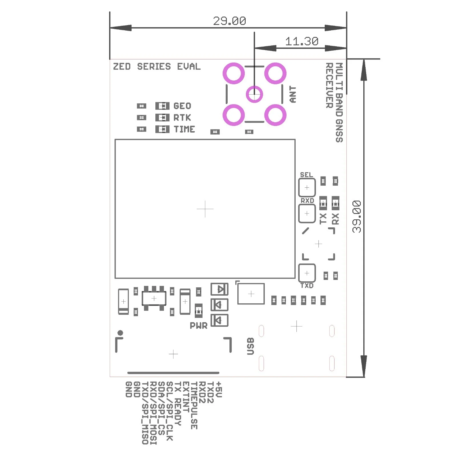 ZED-X20P all-band high precision GNSS module with SMA, JST and USB C - Image 3
